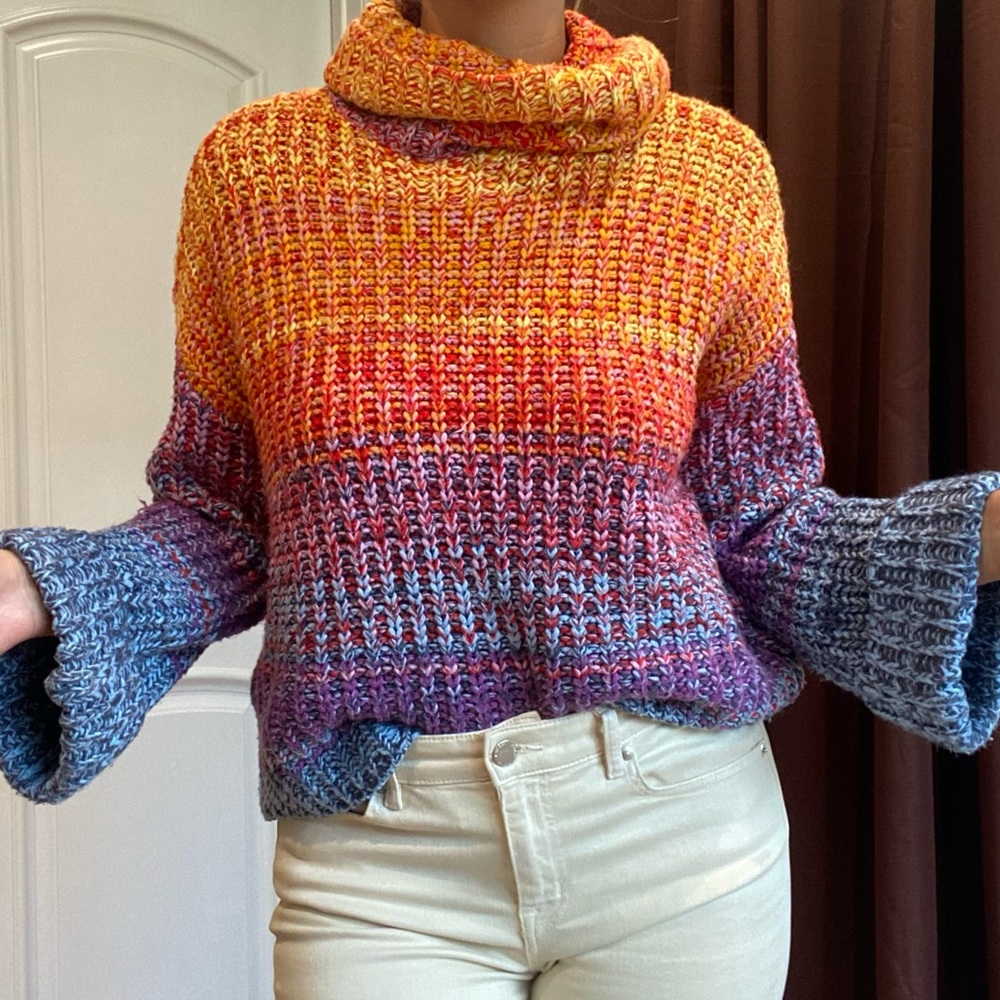 Ombré Rainbow Turtleneck Sweater